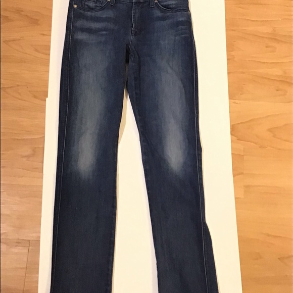 7 for all mankind kimmie straight leg denim jeans darker wash size 28 - Picture 3 of 14